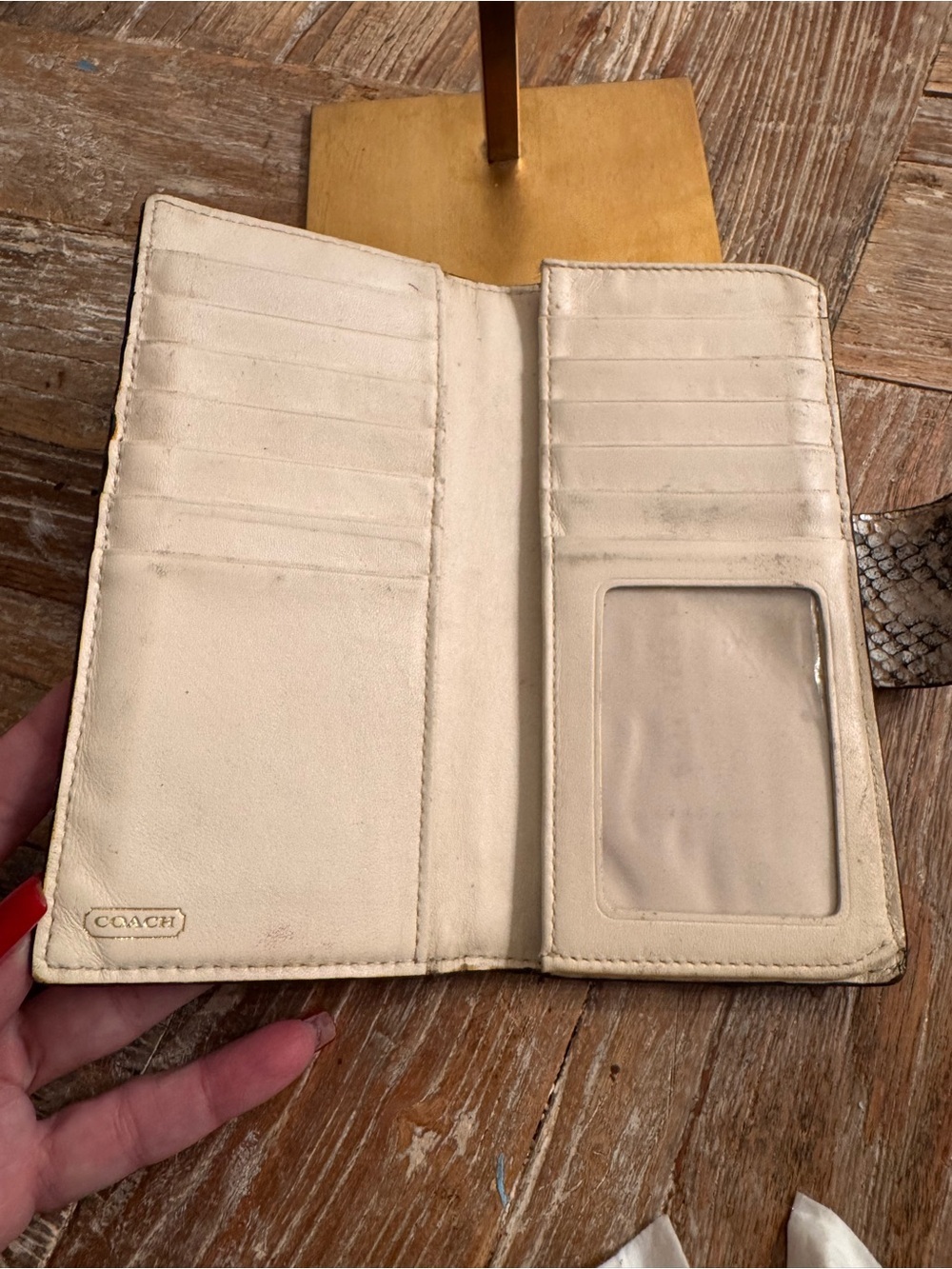 Coach Madison Python-Embossed Leather Slim Envelope Wallet. - Picture 9 of 10